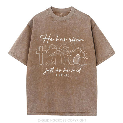 He Has Risen Christian Washed T-Shirt