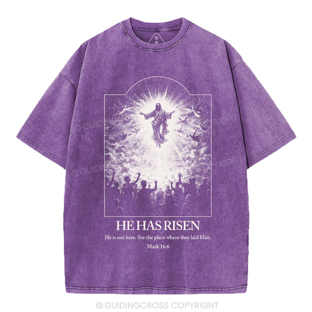 He Has Risen Christian Washed T-Shirt