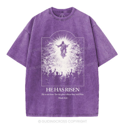 He Has Risen Christian Washed T-Shirt