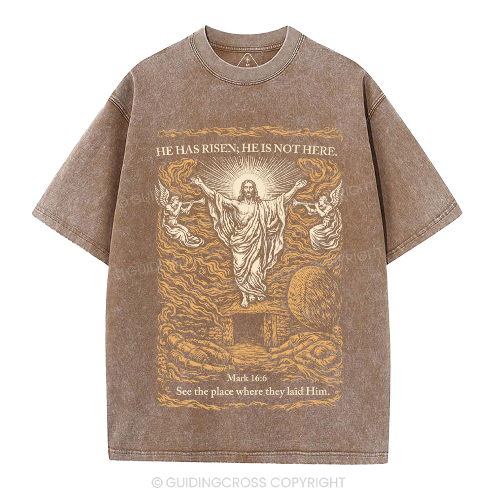 He Has Risen Christian Washed T-Shirt