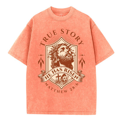 He Has Risen Christian Washed T-Shirt