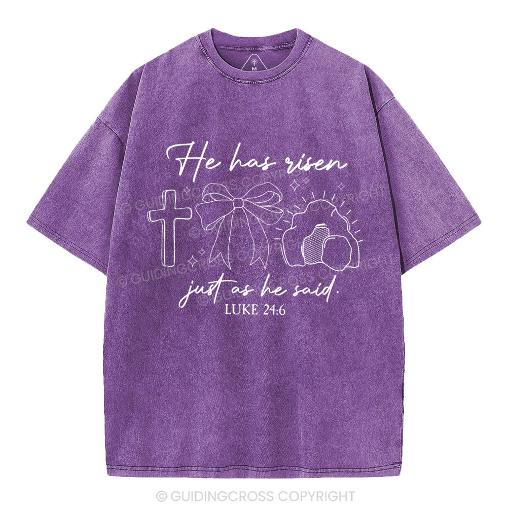 He Has Risen Christian Washed T-Shirt
