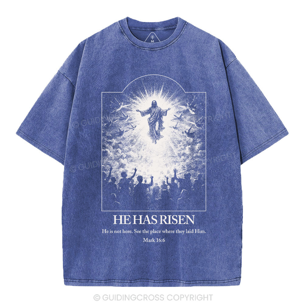 He Has Risen Christian Washed T-Shirt
