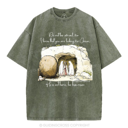 He Has Risen Christian Washed T-Shirt