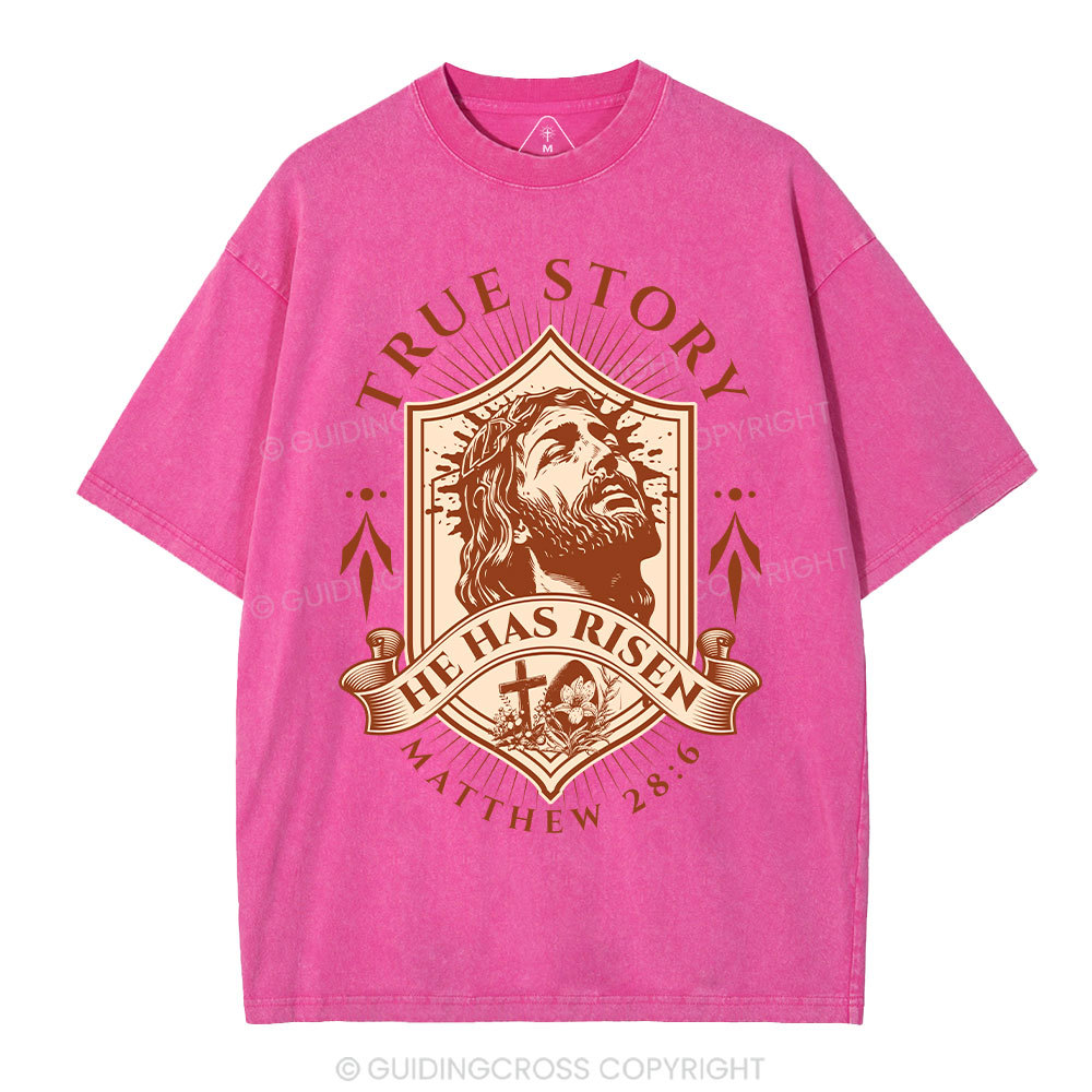 He Has Risen Christian Washed T-Shirt