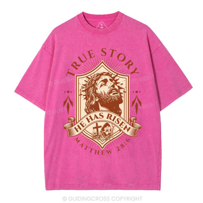 He Has Risen Christian Washed T-Shirt