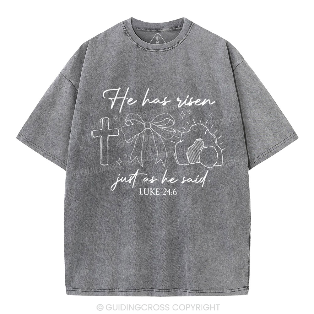 He Has Risen Christian Washed T-Shirt