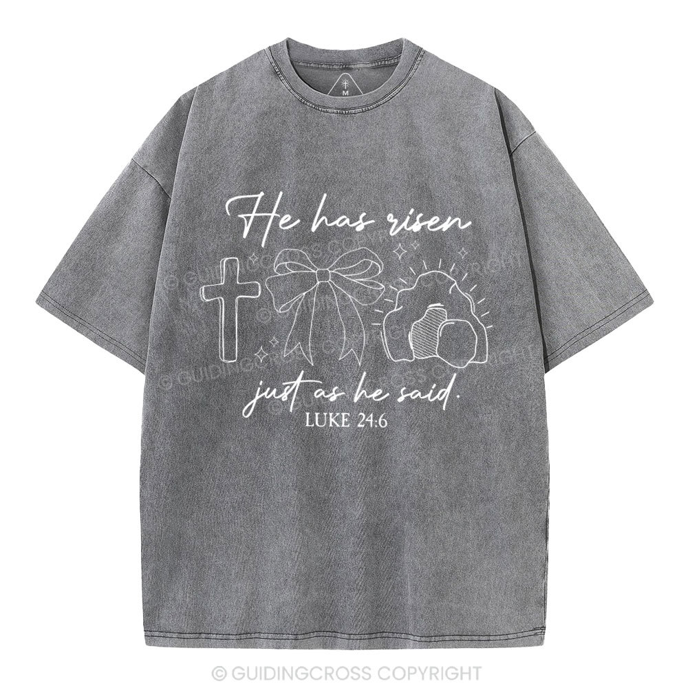 He Has Risen Christian Washed T-Shirt