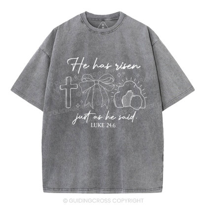 He Has Risen Christian Washed T-Shirt