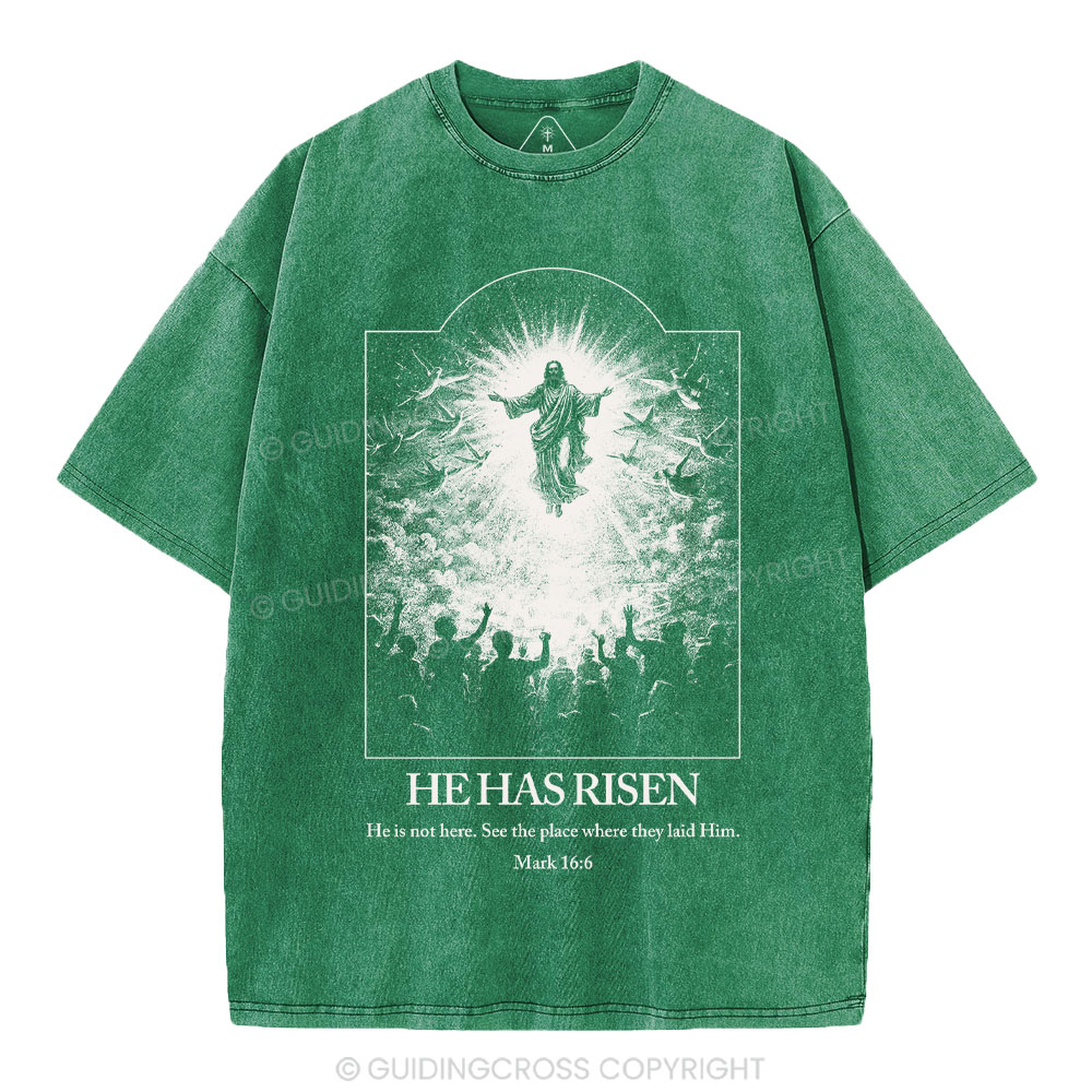 He Has Risen Christian Washed T-Shirt