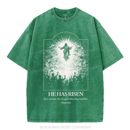 He Has Risen Christian Washed T-Shirt