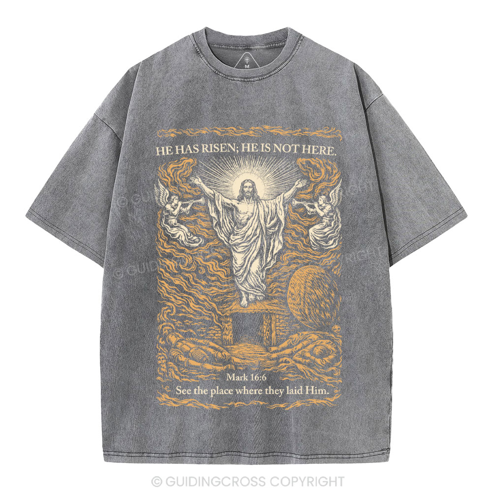 He Has Risen Christian Washed T-Shirt