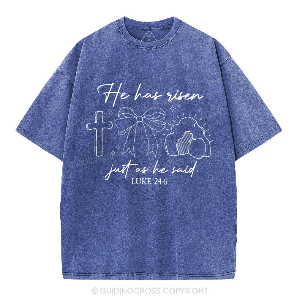 He Has Risen Christian Washed T-Shirt