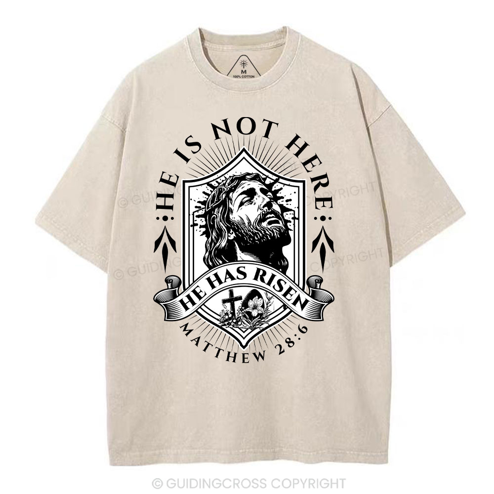 He Has Risen Christian Washed T-Shirt