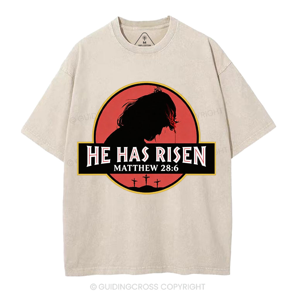 He Has Risen Christian Washed T-Shirt