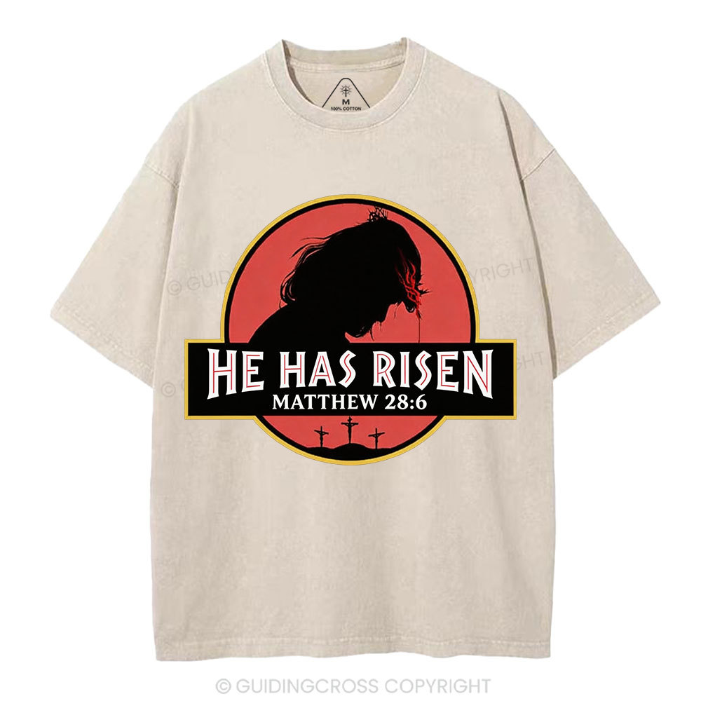 He Has Risen Christian Washed T-Shirt