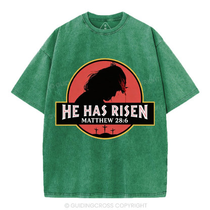 He Has Risen Christian Washed T-Shirt