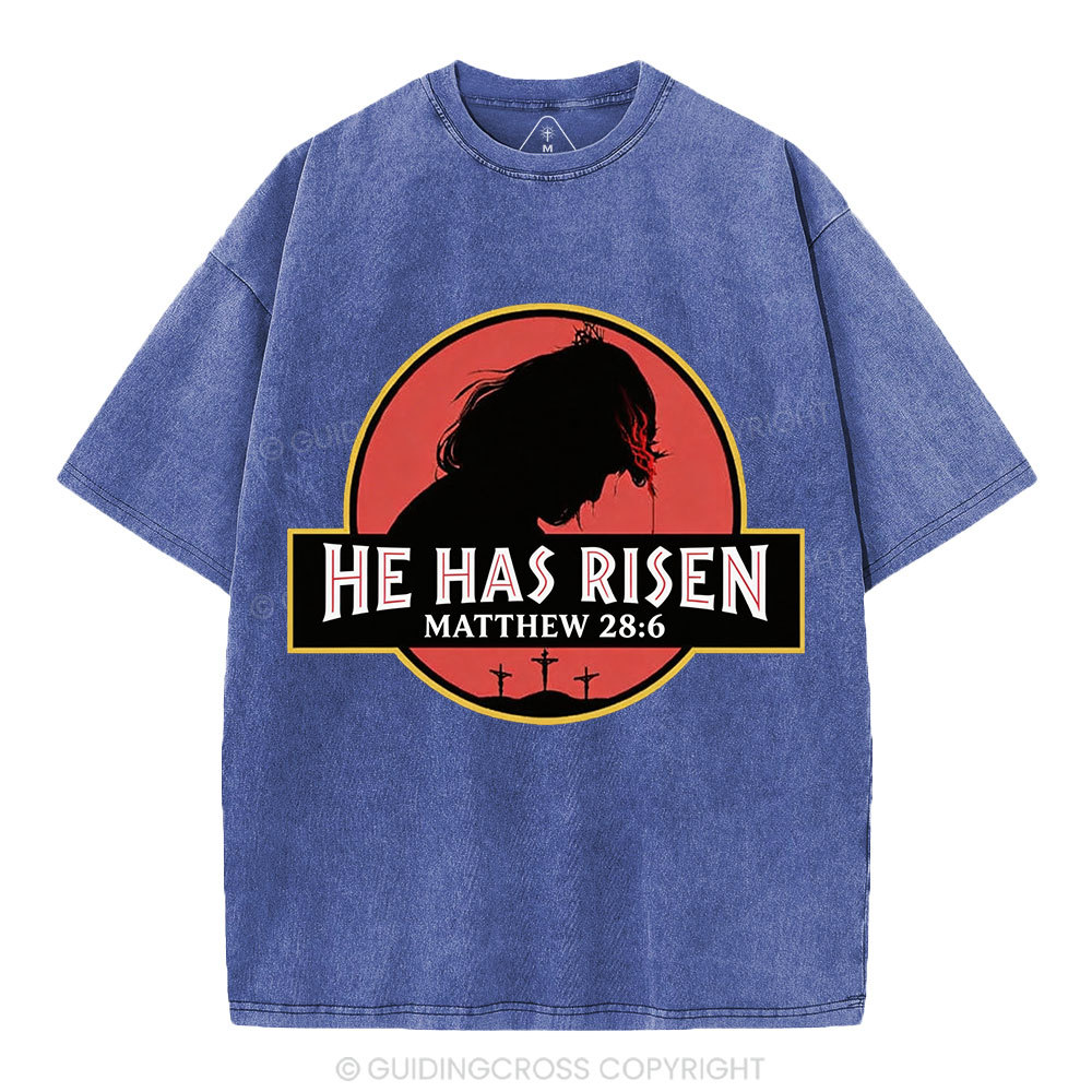 He Has Risen Christian Washed T-Shirt
