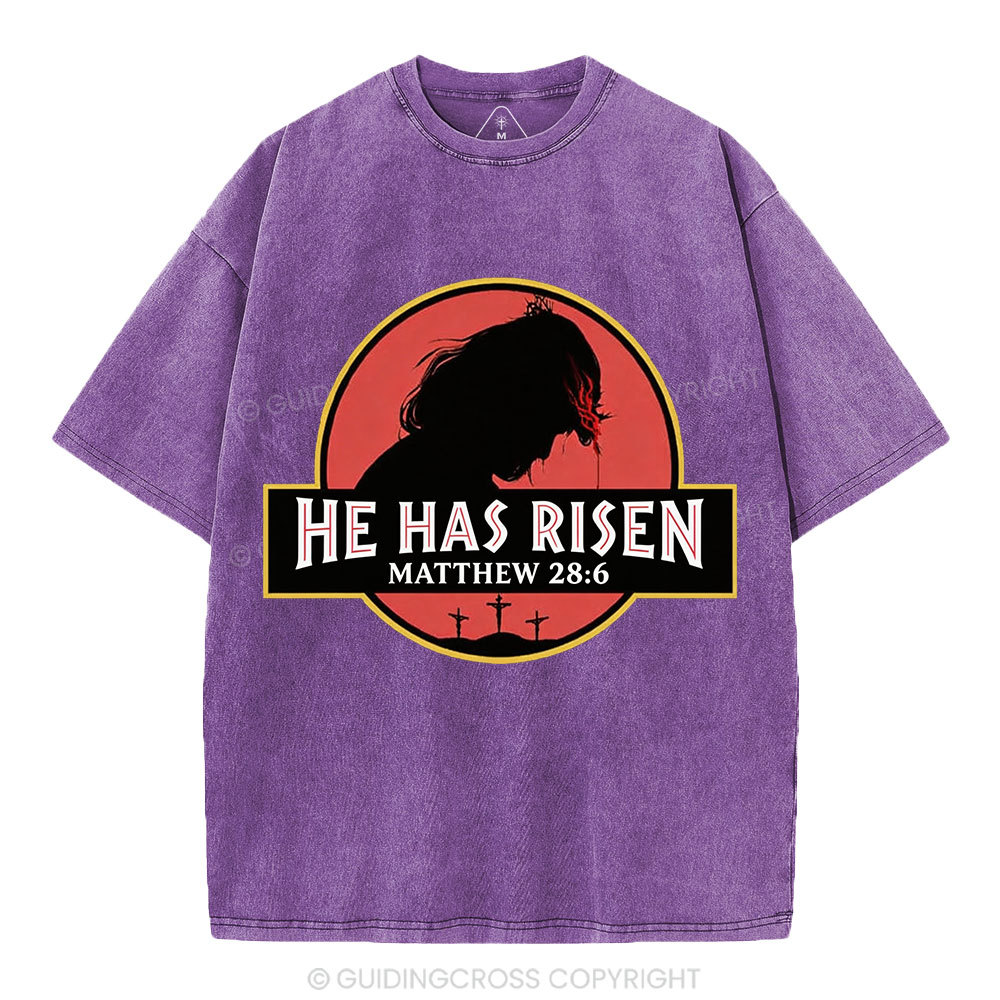 He Has Risen Christian Washed T-Shirt