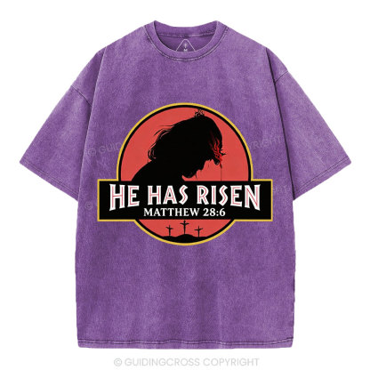 He Has Risen Christian Washed T-Shirt