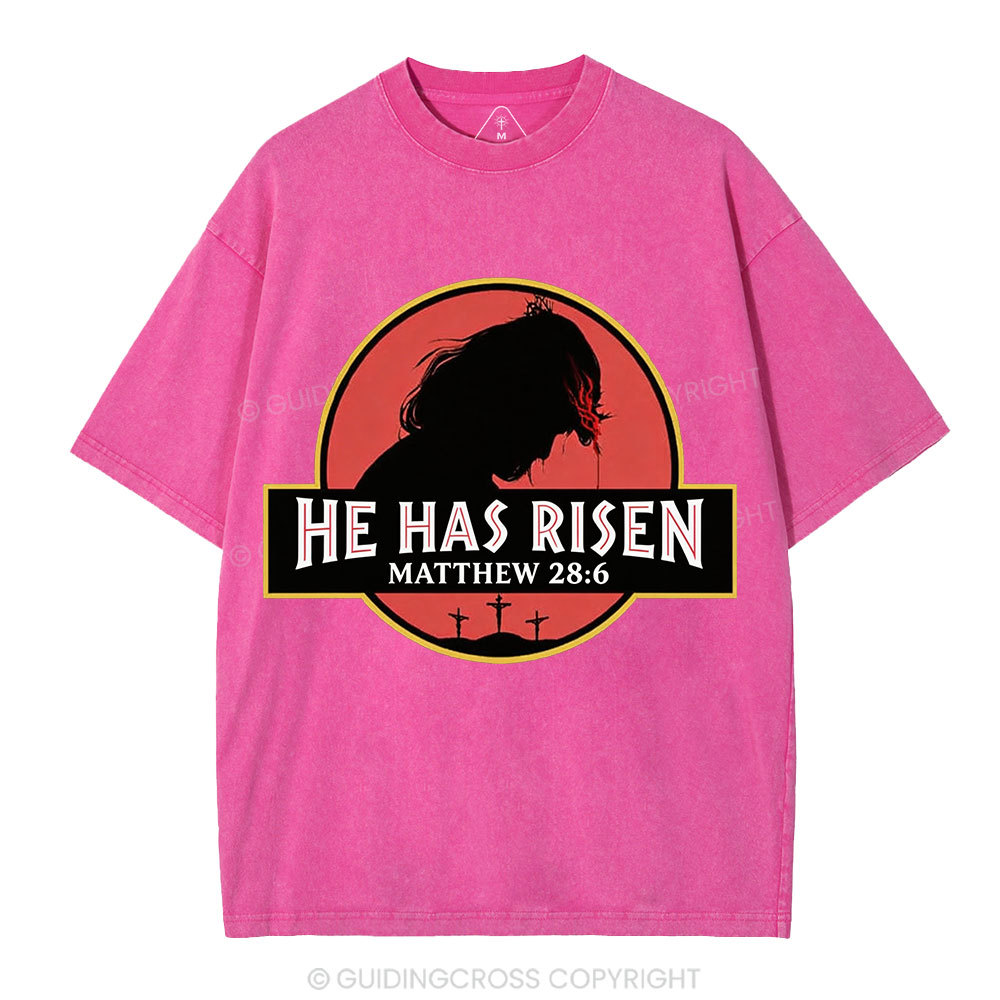 He Has Risen Christian Washed T-Shirt