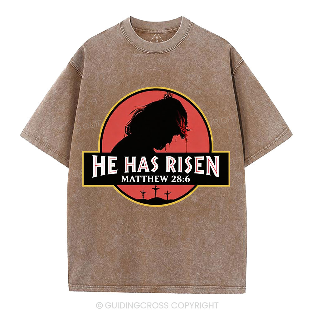 He Has Risen Christian Washed T-Shirt