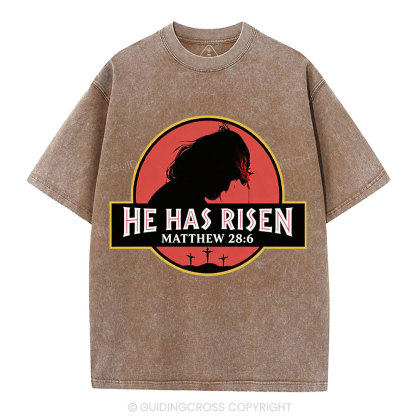 He Has Risen Christian Washed T-Shirt