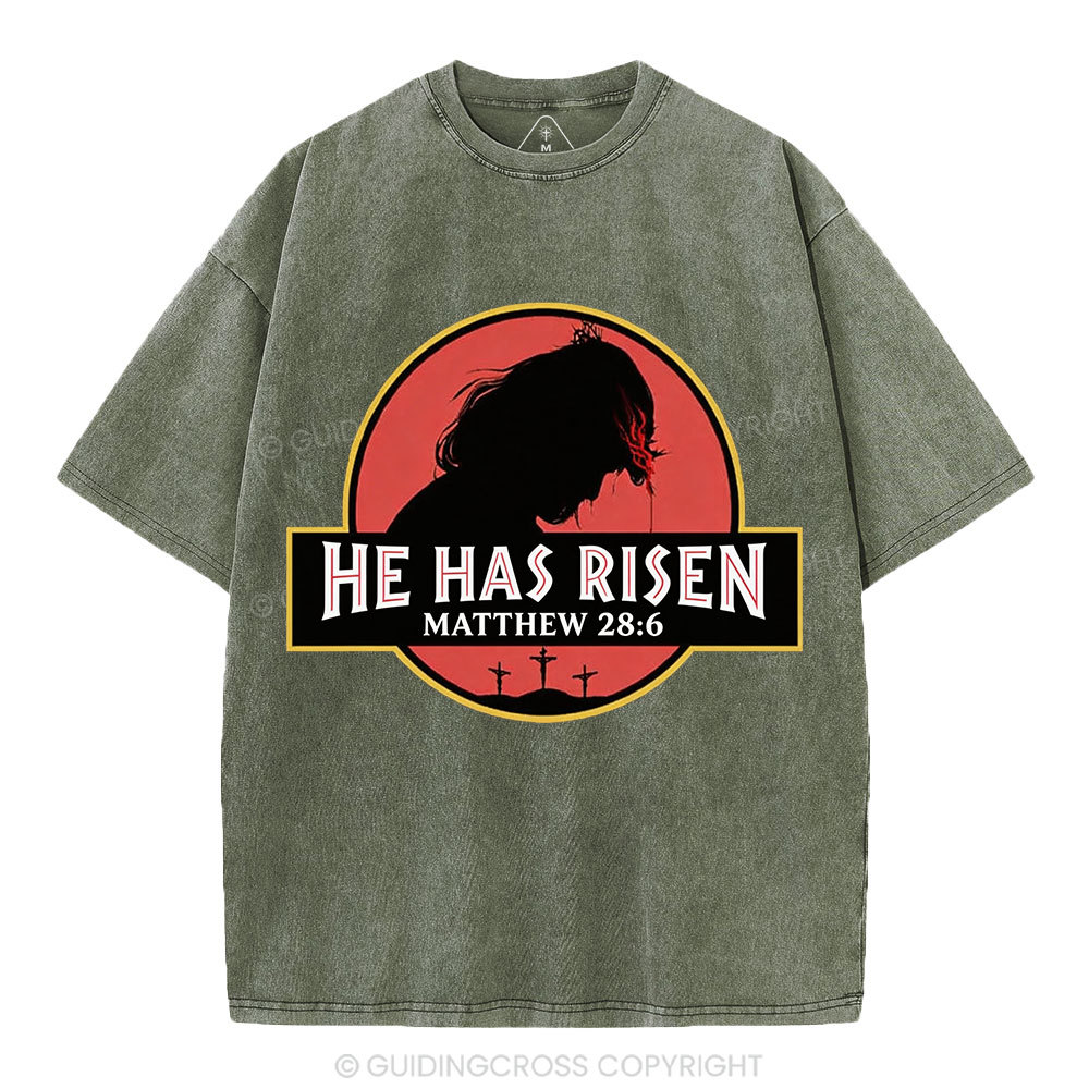 He Has Risen Christian Washed T-Shirt