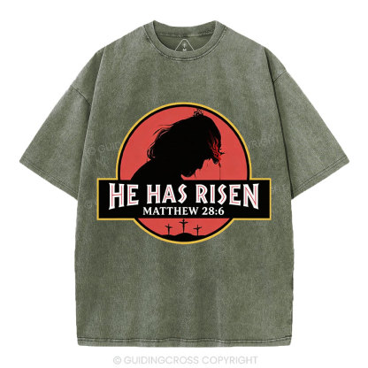 He Has Risen Christian Washed T-Shirt