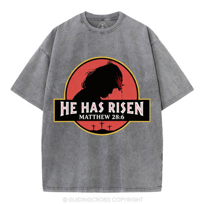 He Has Risen Christian Washed T-Shirt