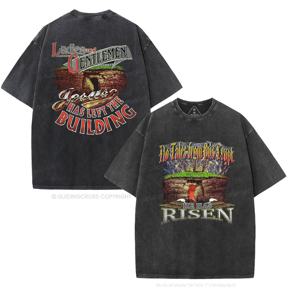 He Has Risen Christian Washed T-Shirt