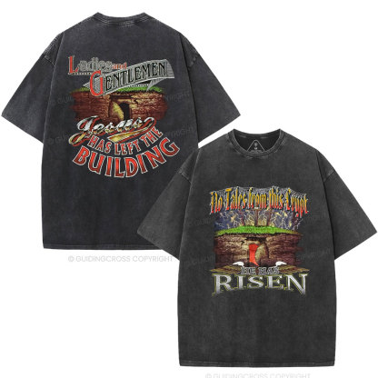He Has Risen Christian Washed T-Shirt