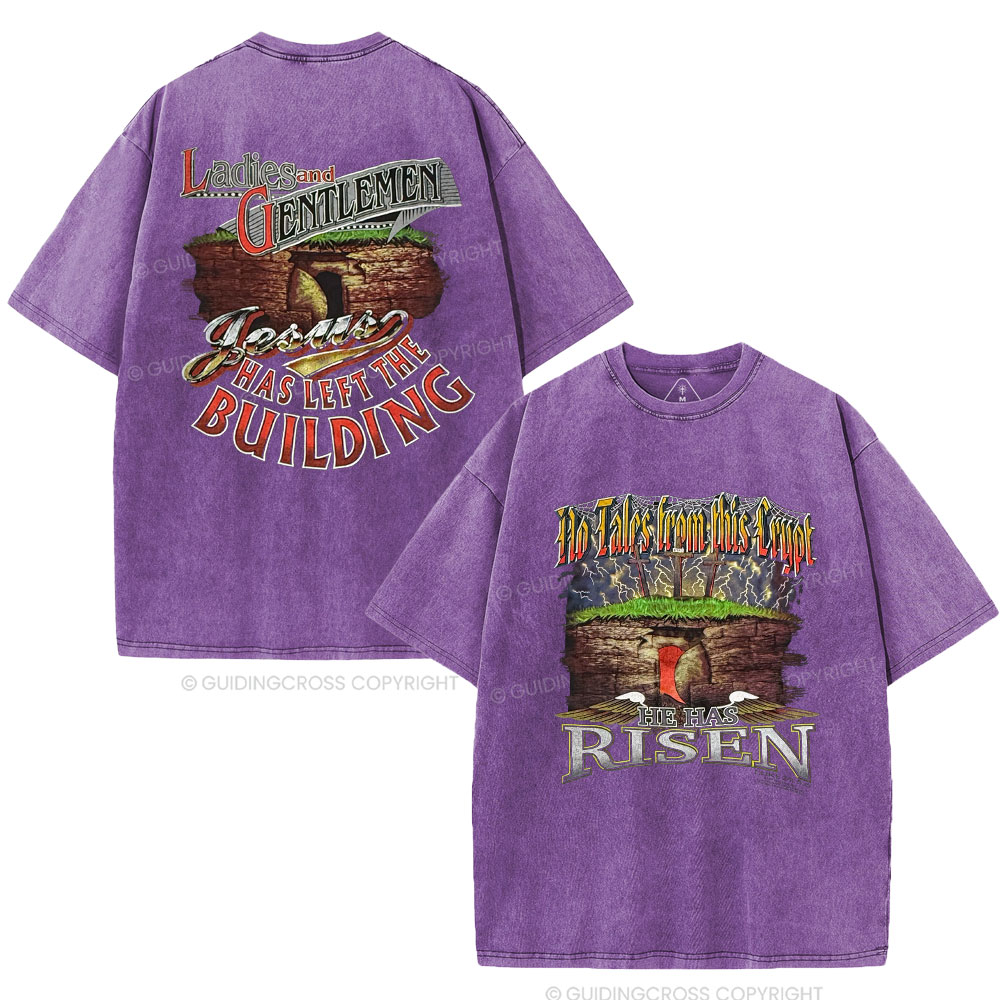 He Has Risen Christian Washed T-Shirt