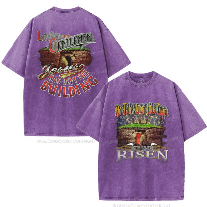 He Has Risen Christian Washed T-Shirt