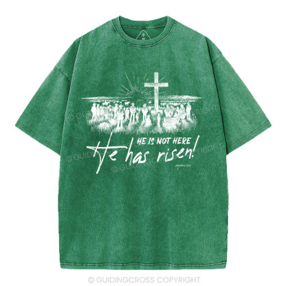 He Has Risen Christian Washed T-Shirt