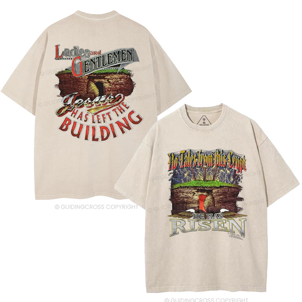 He Has Risen Christian Washed T-Shirt