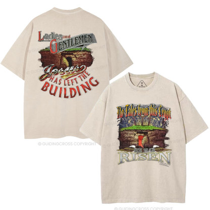 He Has Risen Christian Washed T-Shirt