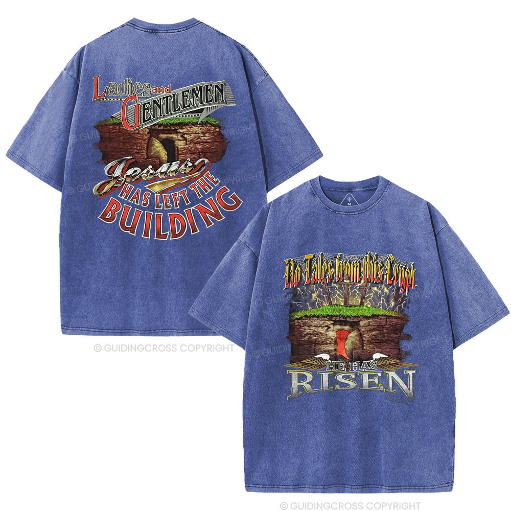 He Has Risen Christian Washed T-Shirt