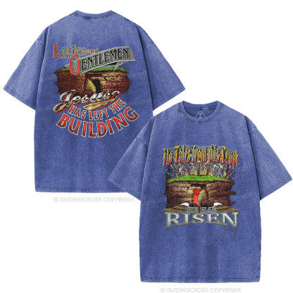 He Has Risen Christian Washed T-Shirt