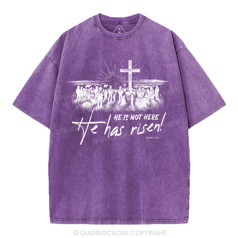 He Has Risen Christian Washed T-Shirt