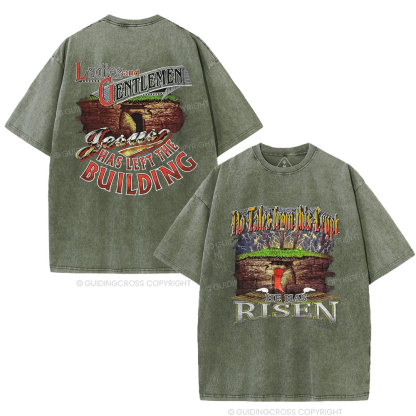 He Has Risen Christian Washed T-Shirt