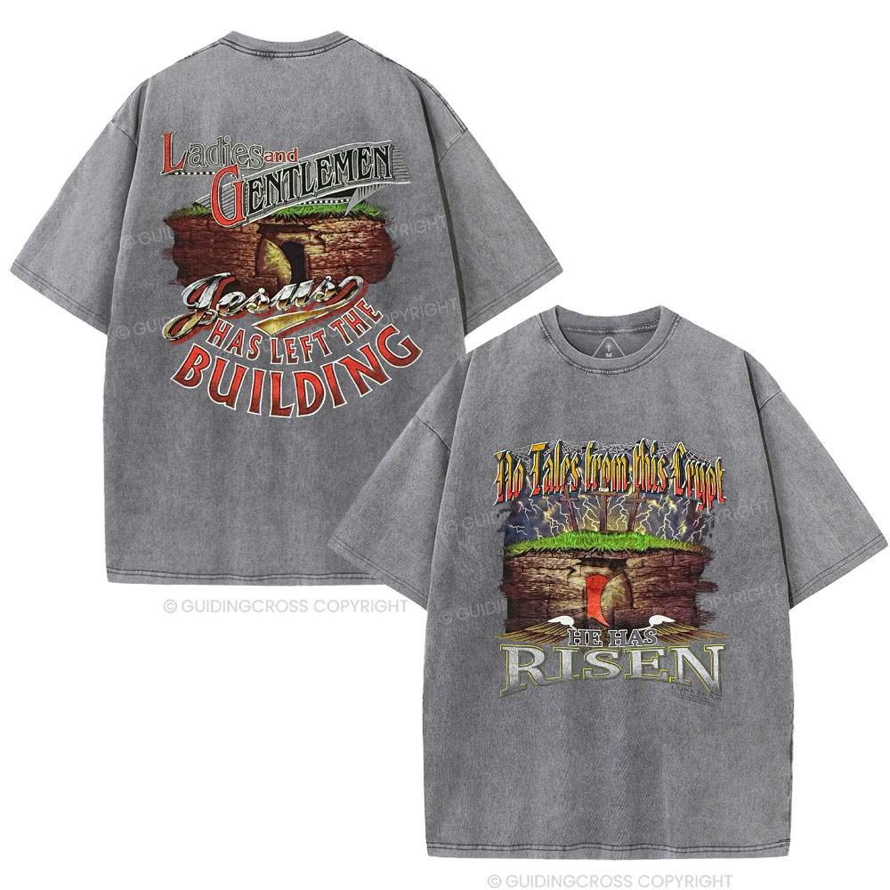 He Has Risen Christian Washed T-Shirt