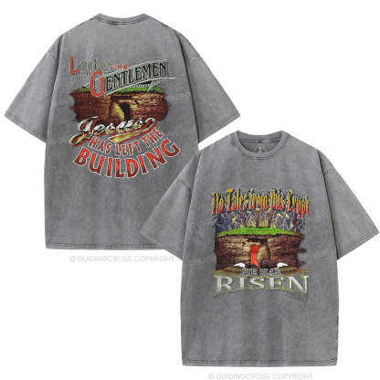 He Has Risen Christian Washed T-Shirt