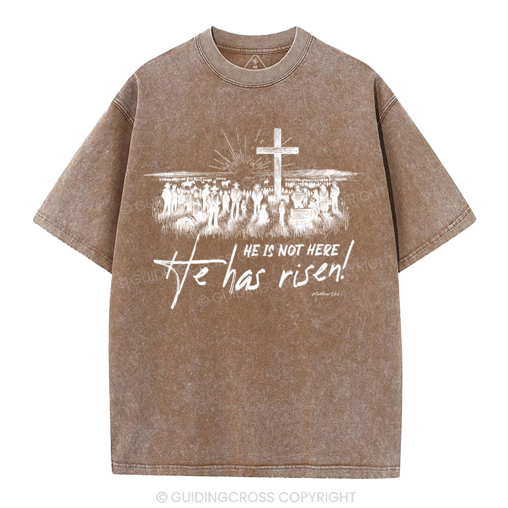 He Has Risen Christian Washed T-Shirt