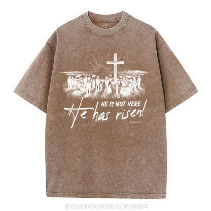 He Has Risen Christian Washed T-Shirt