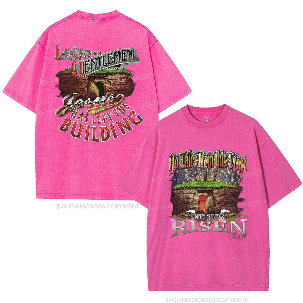 He Has Risen Christian Washed T-Shirt