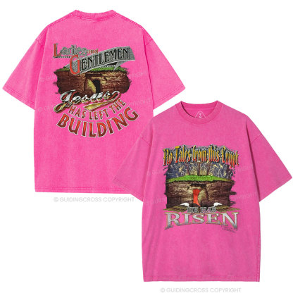 He Has Risen Christian Washed T-Shirt