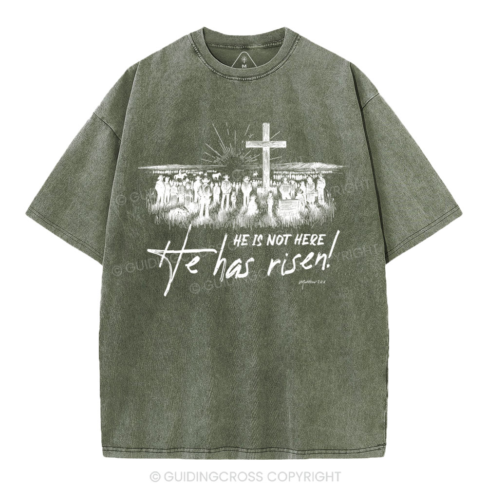 He Has Risen Christian Washed T-Shirt