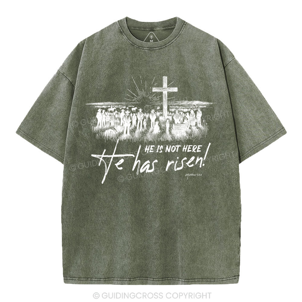 He Has Risen Christian Washed T-Shirt