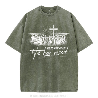 He Has Risen Christian Washed T-Shirt
